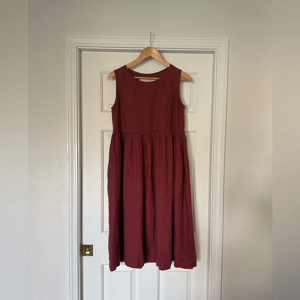 Not Perfect Linen - Marsala Sleeveless Dress - S